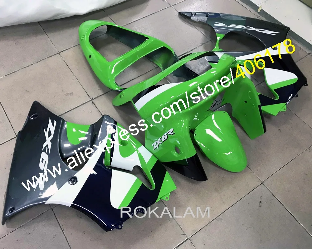 

Custom Kit For Kawasaki Ninja Green Black 98-99 ZX6R ZX-6R ZX-636 1998 1999 ZX 6R Body ZX636 98 99 NEW Fairing Kit