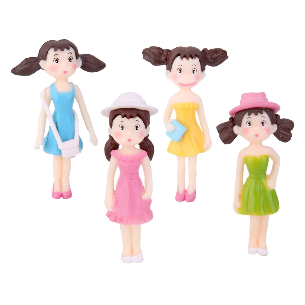 

4x Miniature Fairy Garden Micro Landscape Dollhouse Bonsai Craft Decor Girl Set