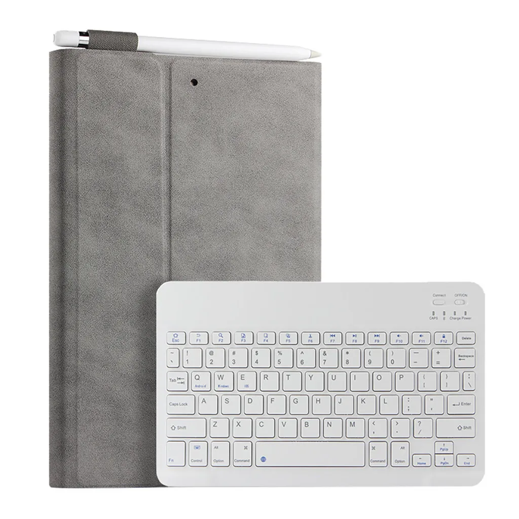 1x Беспроводной клавиатура с кожаный чехол Обложка для IPad 10 2 дюймов 2019 Wake/Sleep