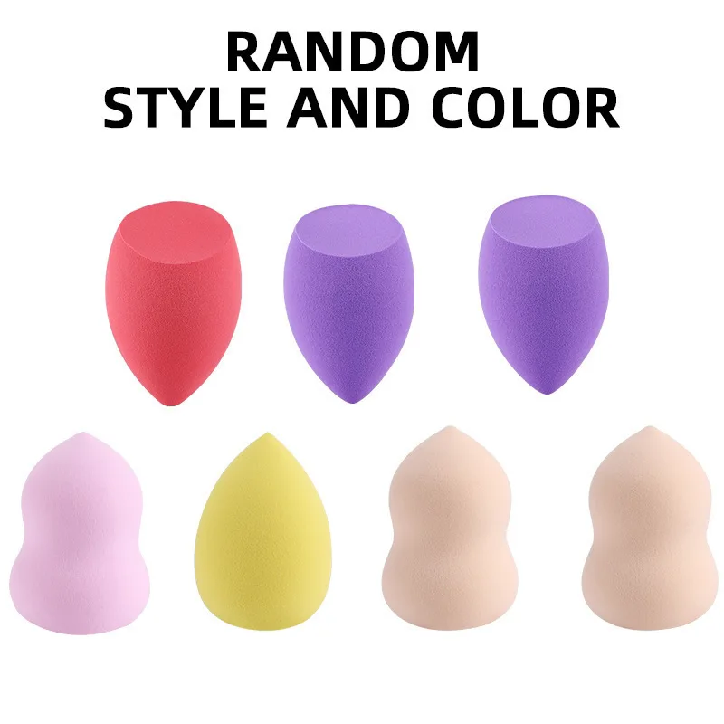 7pcs Random Color Cosmetic Egg Smear-Proof Makeup Super Soft Puff Set Pear-Shaped Makeup Tools Sponge Wet and Dry Dual-Use