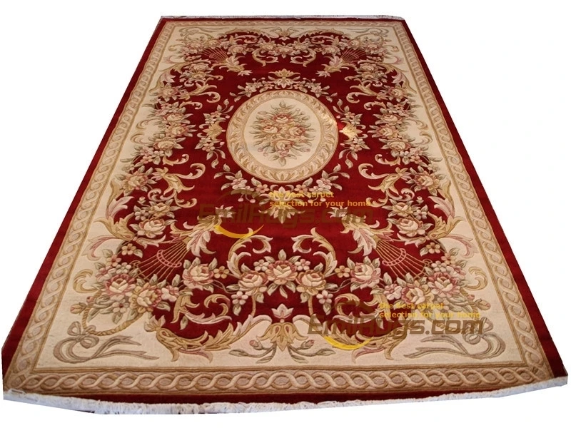 Vintage para Sala de Estar Francês sobre Mão-atado Carpetrug Design Grosso Pelúcia 6.4 x 9.51 ‘para Tapete 3d