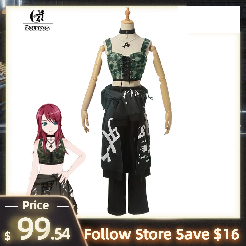 

ROLECOS Anime BanG Dream! Afterglow Cosplay Costume Udagawa Tomoe Costume Jacket with Tube Top for Women Cosplay Costume Jacket