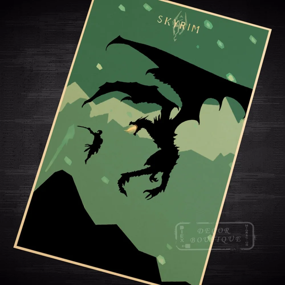 Минималистский постер Skyrim для видеоигр винтажный классические карты