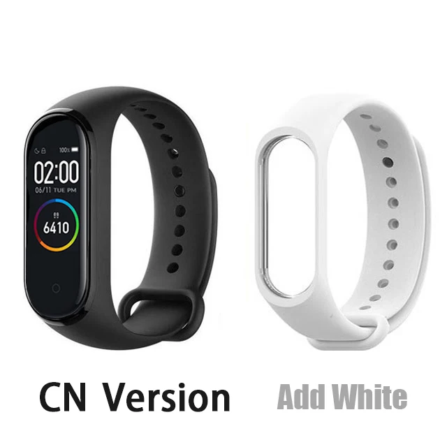 CN add white strap Глобальная версия Xiaomi Mi Band 3 Смарт-Браслет фитнес-браслет 3 большой сенсорный экран сообщение частота сердечных сокращений Smartband - Цвет: CN add white strap