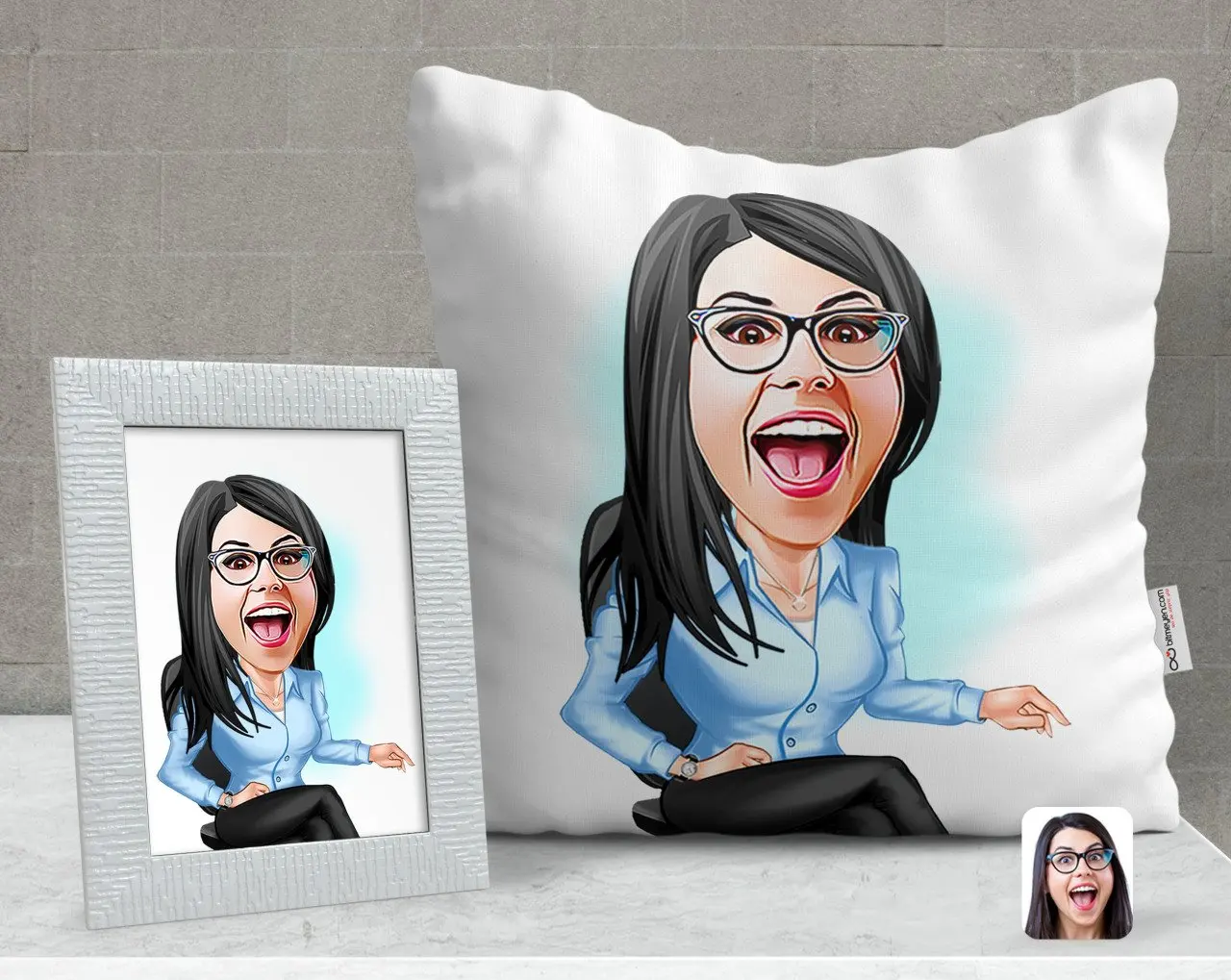 

Персонализированные Для женщин босс карикатура декоративная подушка и рамка подарок Seti-5
