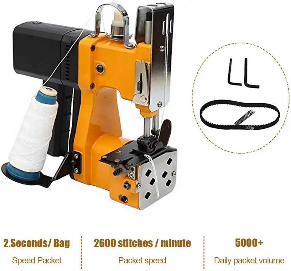 

220V Electric Overlock Sealer Sewing Machine Mini Portable Automatic Wrapping Machine Industry Bag Stitch Woven Fabric Sewing