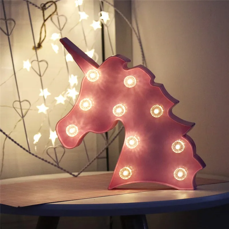 Розовый 3D единорог светодиодный ночник Unicornio вечерние настольные лампы настольный ночник Luminaria детские игрушки на день рождения Рождественский подарок декор