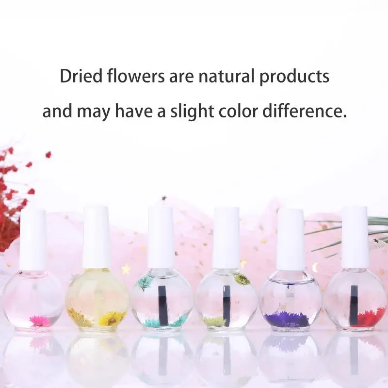 

1 Bottle Dried Flowers Nail Cuticle Oil 5/15ml Softener Nutritional Cuticle Oil Nourishing Oil Manicure Nail Art Care Tools
