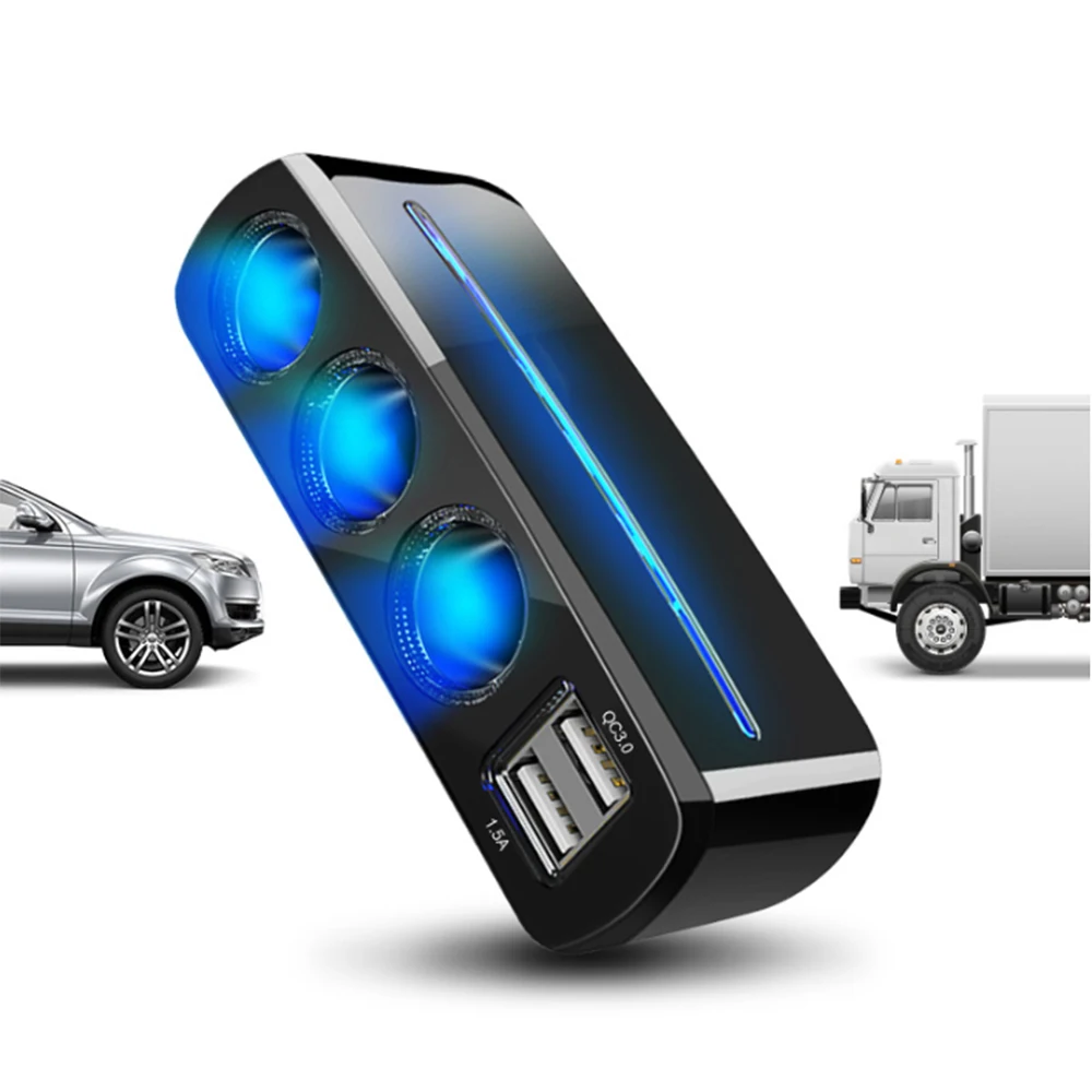 Универсальный 3 гнезда адаптер разветвитель USB зарядное устройство автомобиля 12
