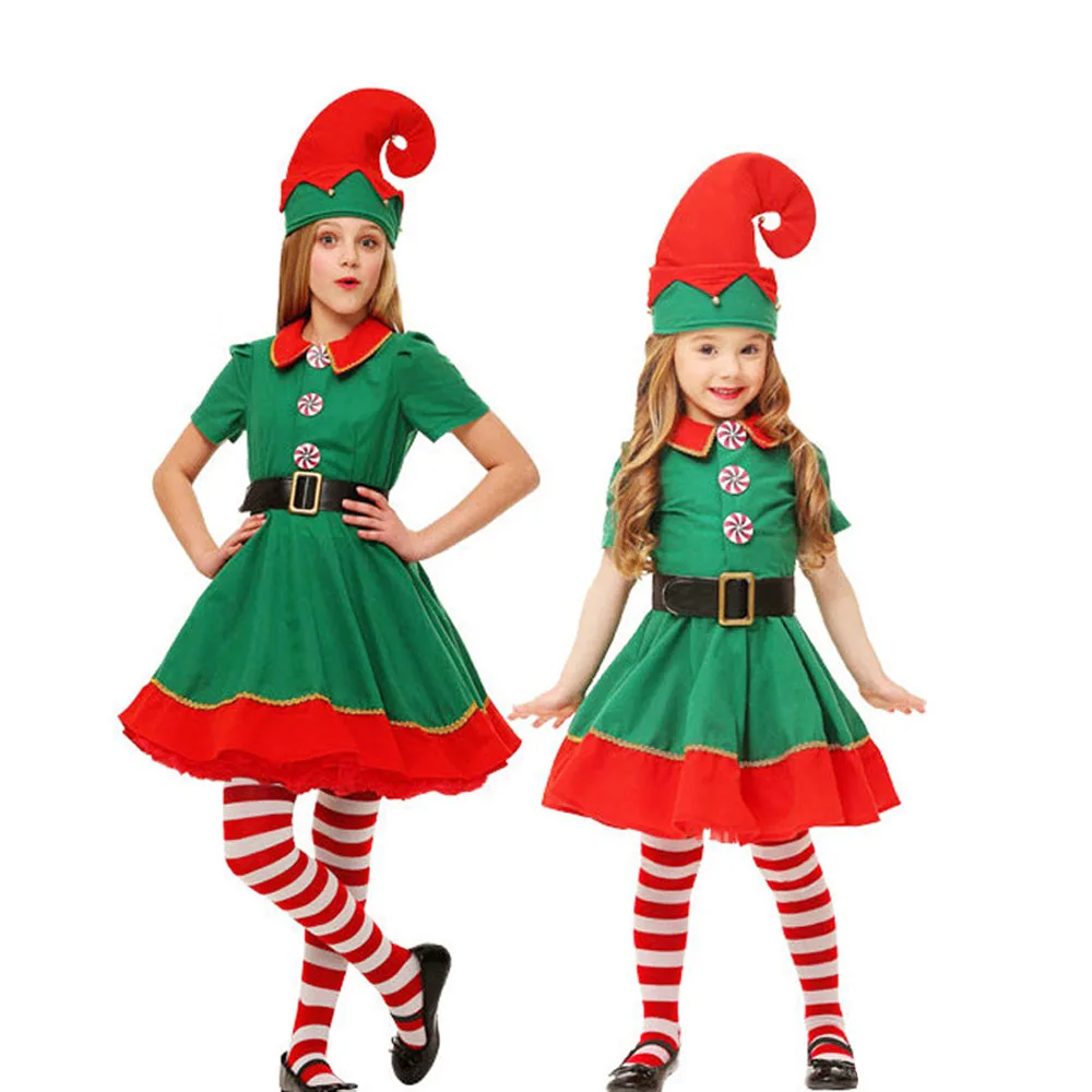 Рождественские детские костюмы для мальчиков и девочек эльфов косплея