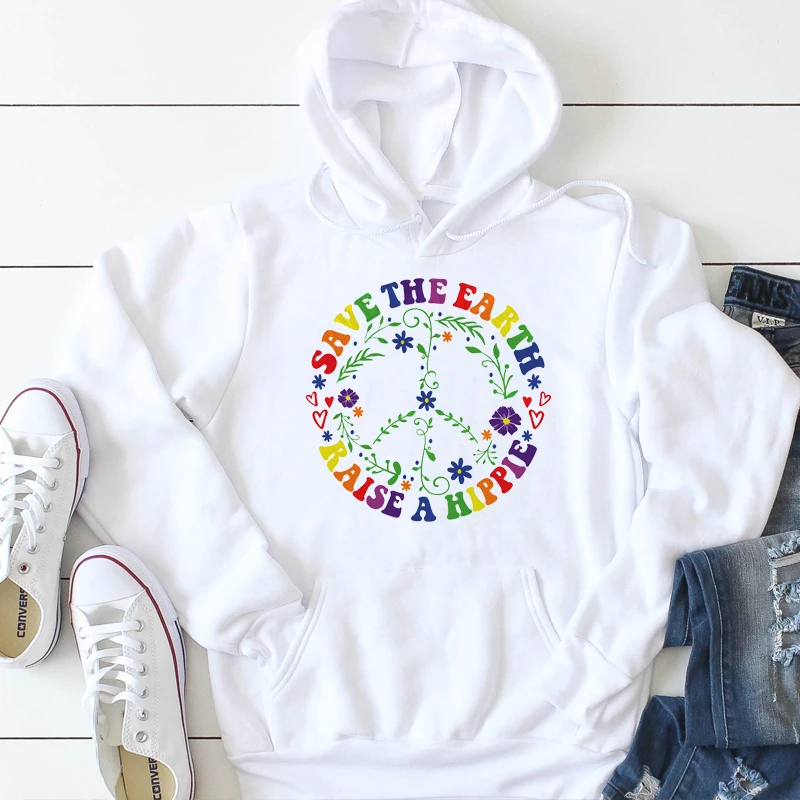 

Женская толстовка с капюшоном и надписью «Save The Earth Up A Hippie»