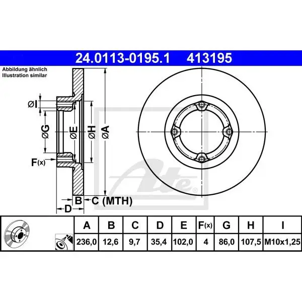 Диск тормозной передний Daewoo Matiz 0.8/1.0 98 ATE 24011301951|Тормозной цилиндр| |