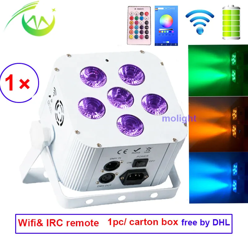 Беспроводной dmx Up свет Светодиодный прожектор DJ 6*18 Вт RGBAW УФ Par может батарея светодиодные подсветки Smart DJ Par для свадеб вечерние Клубные мероприятия
