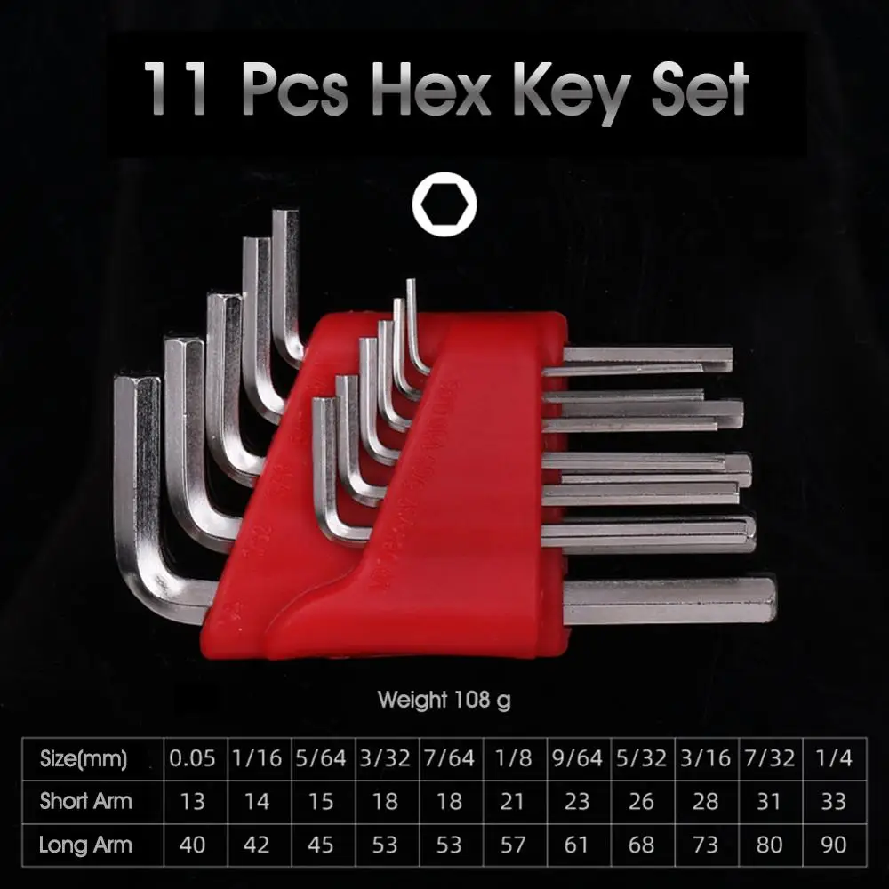 

Hex Key Allen Wrench Set 5/8/11Pcs in Metric/Inch Standard CrV Steel