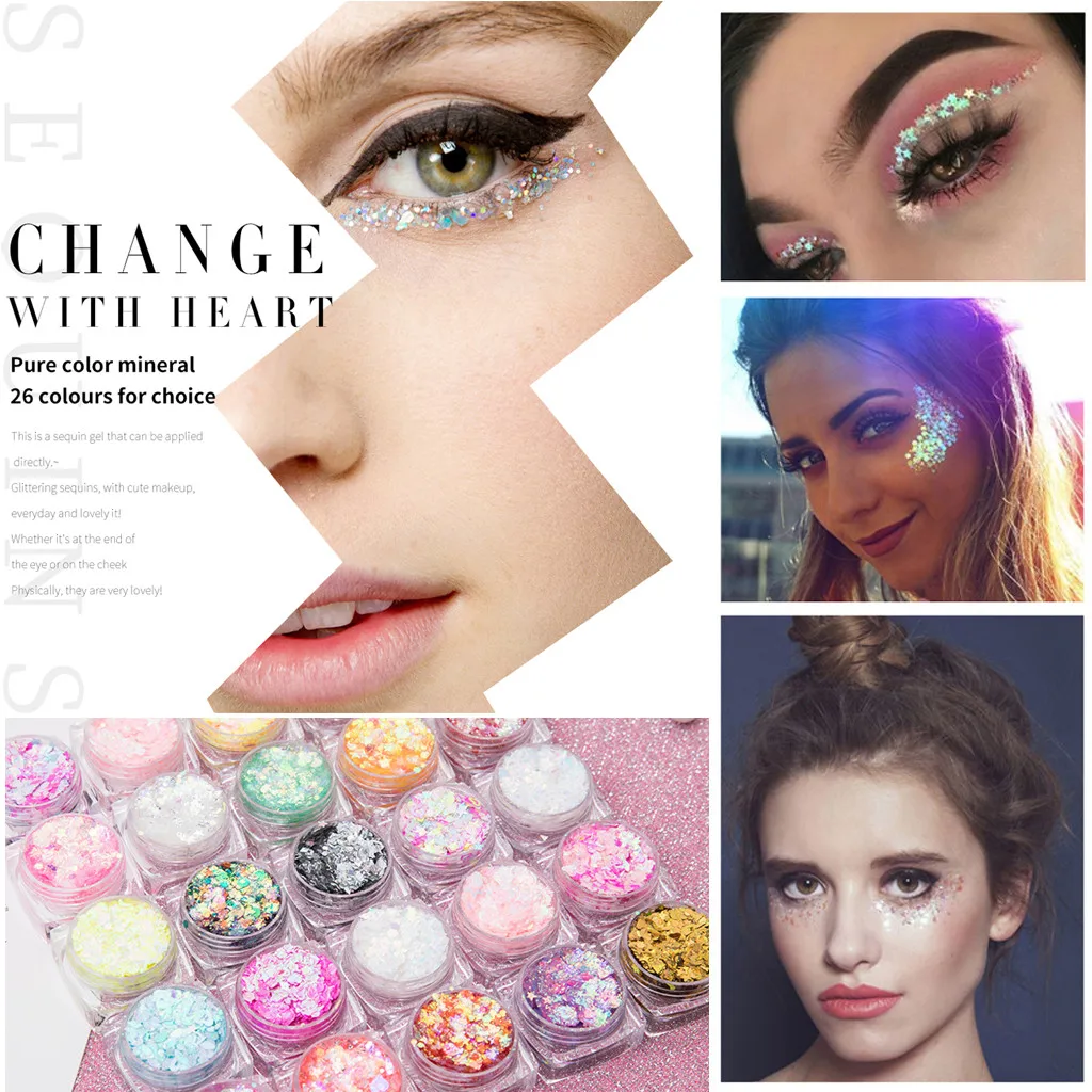 Тени для век косметическая пудра Kit Mix Гель лица и тела арт флэш сердце свободные