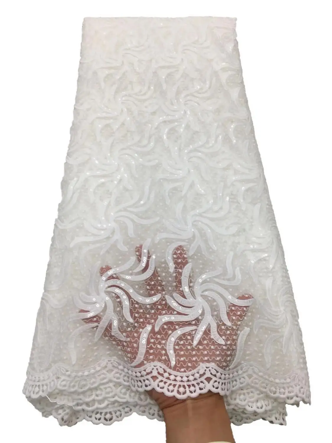 

Hot Selling Sequins Lace Fabrics African French Tulle Lace Fabric JL3000