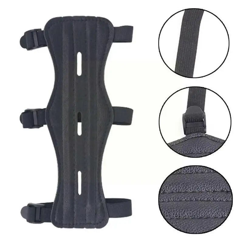 

Cow Leather Archery Arm Protector Guard For Men Cowhide Armband Arm Straps Guard Arm Bow Black Shoot Gloves Without Fingers