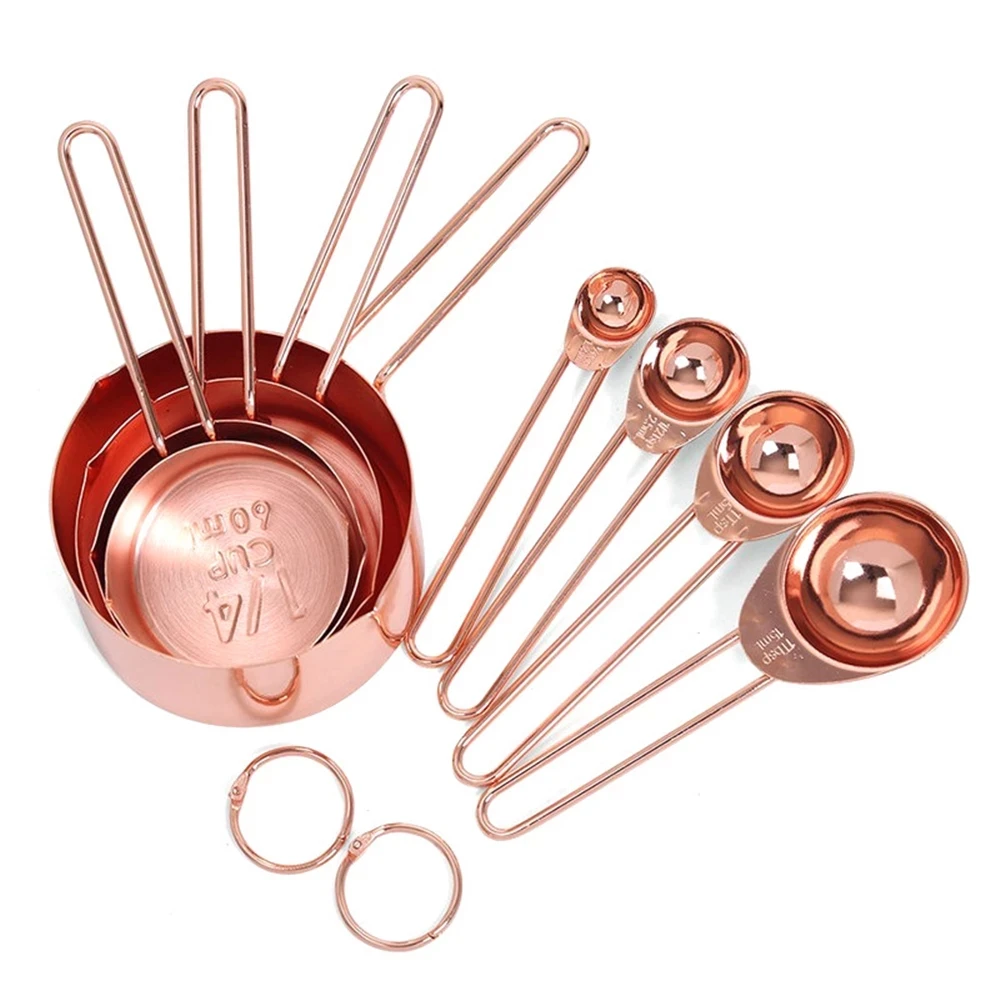 

NEW 8PCS Stainless Steel Measuring Cup Kitchen Measuring Spoon for Baking Tea Coffee Kichen Accessories Measuring Tool