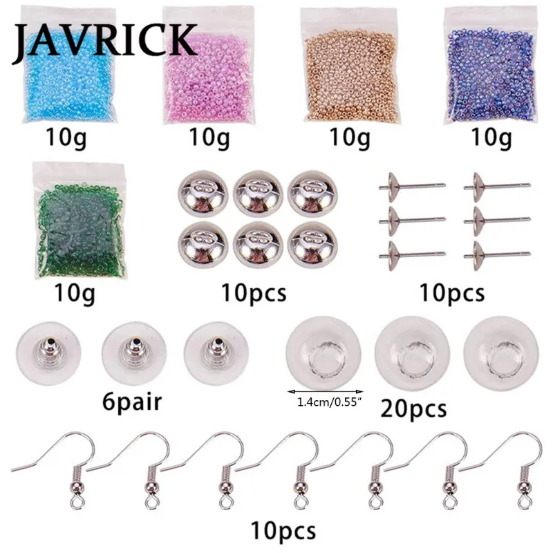 

1 Set Delicate Chic DIY Earring Findings Glass Beads Jewelry Necklace Ear Studs Making Supplies Kit Accessories