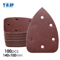 tasp 100pcs 140x100mm detail sander sandpaper 6 hole hook loop detail sanding disc abrasive tools grit 6080120180240