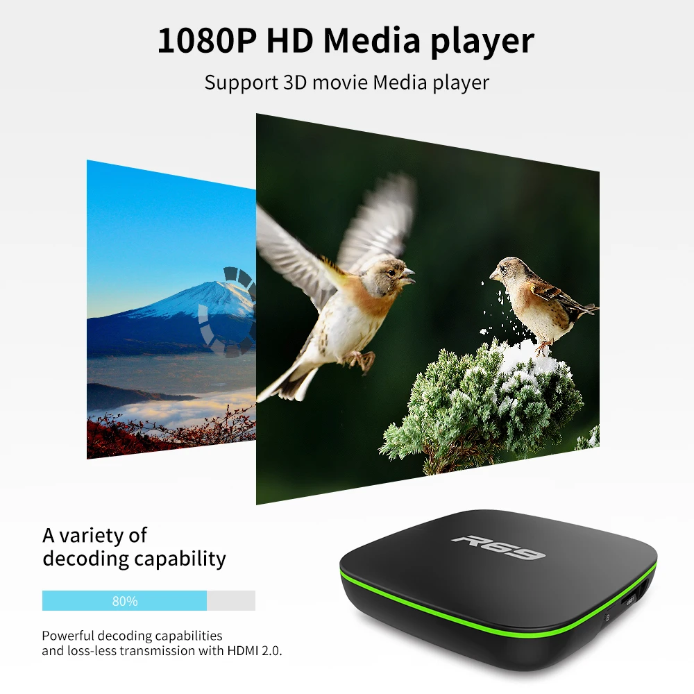 Новый R69 Смарт Android 7 1 ТВ коробка ГБ 8 Allwinner H3 Quad-Core 2 4G Wi-Fi Декодер каналов кабельного