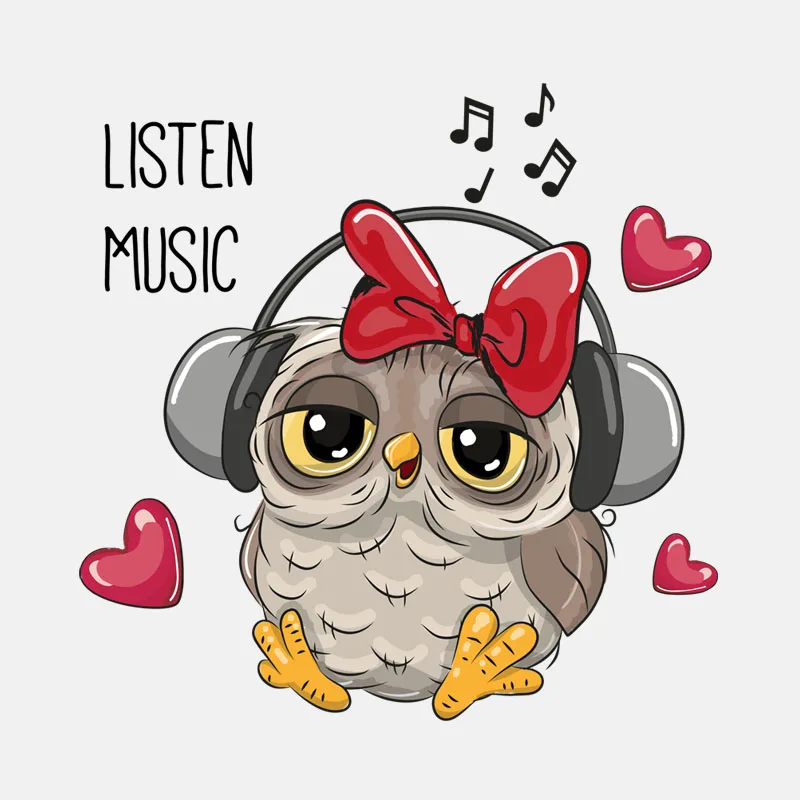 

Interesting Cartoon Owl Listening To Music Car Sticker Cover Scratches Bumper Bodywork Windshield Creative Fine Decal Kk15*15cm