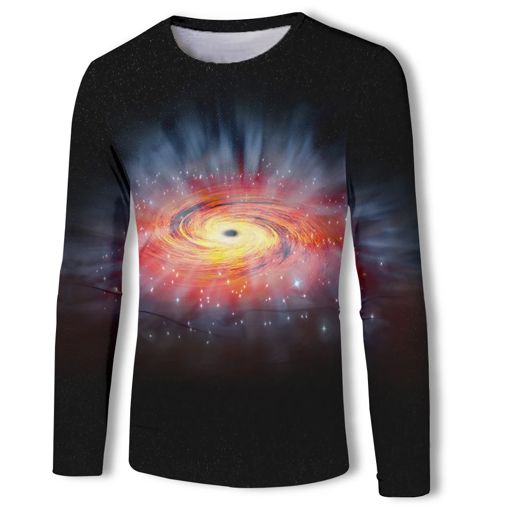 Черная Мужская футболка с длинным рукавом и 3d принтом Повседневная модная