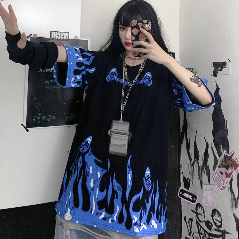 Женская футболка с круглым вырезом Harajuku летняя свободная коротким рукавом и