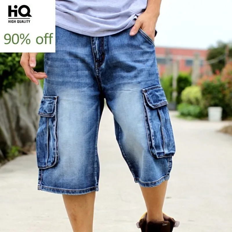 Новинка 2020 Брендовые мужские Свободные мешковатые короткие джинсы больших