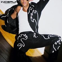 Novo masculino casual streetwear ternos elegante festa noturna comeforable incerun preto estilo graffiti blazer S 5XL topo 2021 (4)