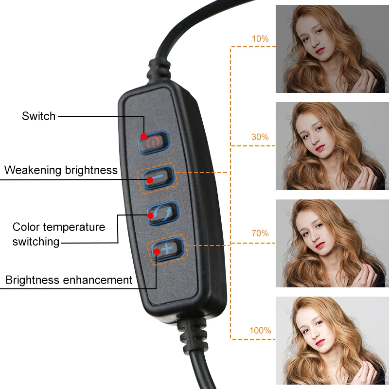 Светодиодный кольцевой светильник для селфи с держателем телефона штатив 16 см