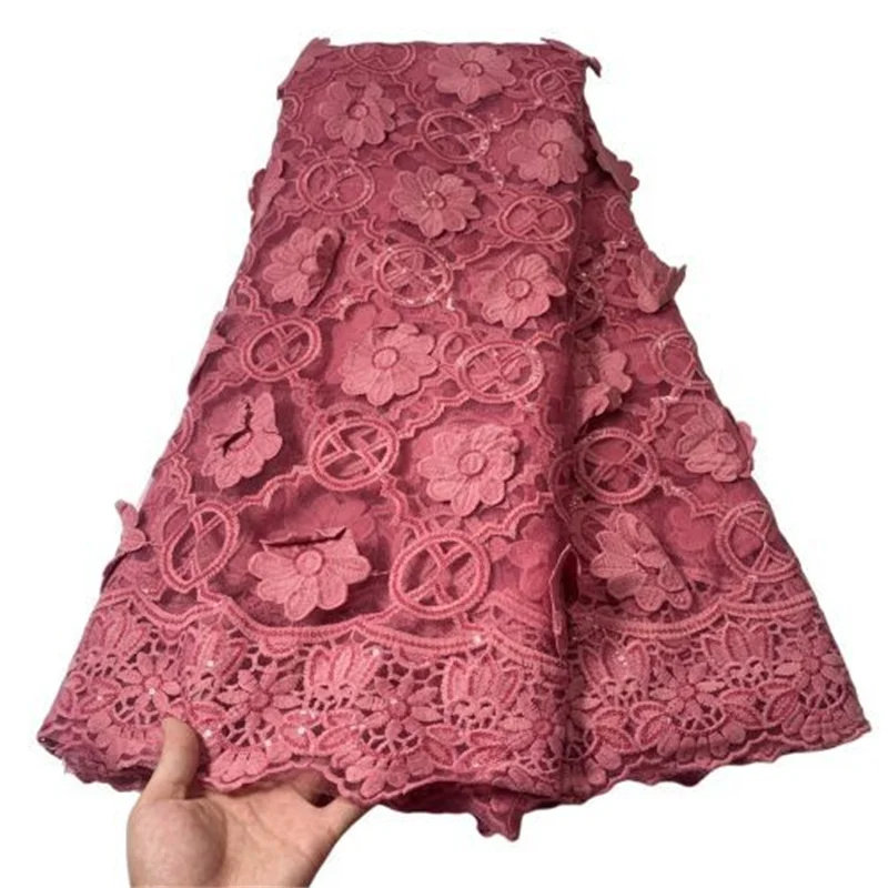 

Новейшее Африканское кружево, 3D Цветочная ткань, французское Сетчатое кружево с блестками и вышивкой, ткань для свадебного платья