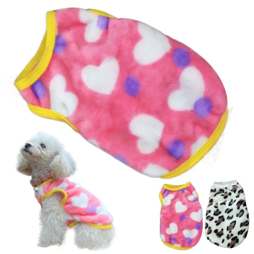 Одежда для домашних любимцев собак кошек с ворсом леопардовая жилетка питомцев