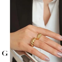 ghidbk minimalist textured irregular wide titanium steel rings layered geometrical ring women statement ring jewelry accessories