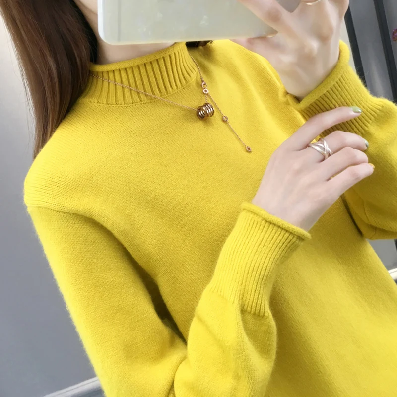 Женский вязаный свитер с длинным рукавом TIGENA водолазка свободный джемпер для