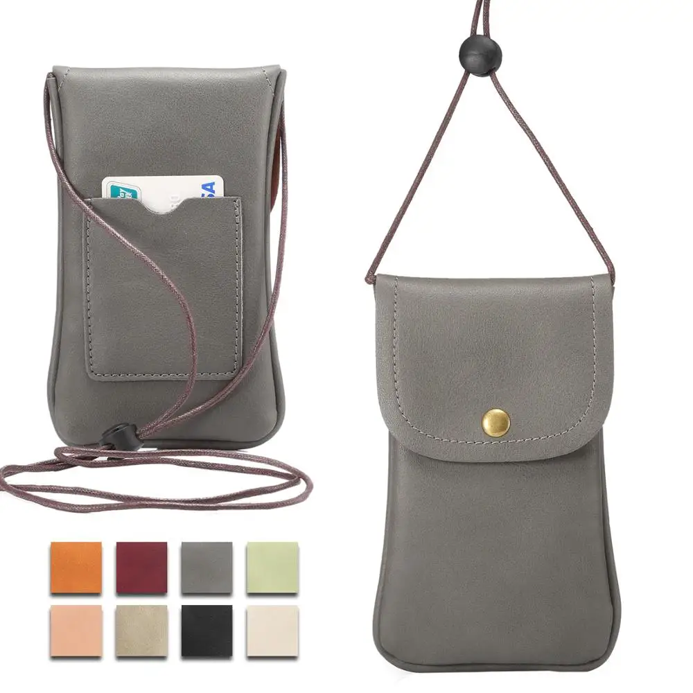 Universal Leather Shoulder Pocket Wallet Pouch Case Neck Strap For Apple iphone 6 6S 7 Plus 8 XR XS MAX Xs X 5 5s SE Cover | Мобильные