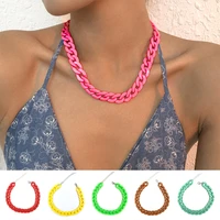 hip hop acrylic adjustable chain necklace for womenmen bright color long choker thick necklace colar neck jewelry unisex