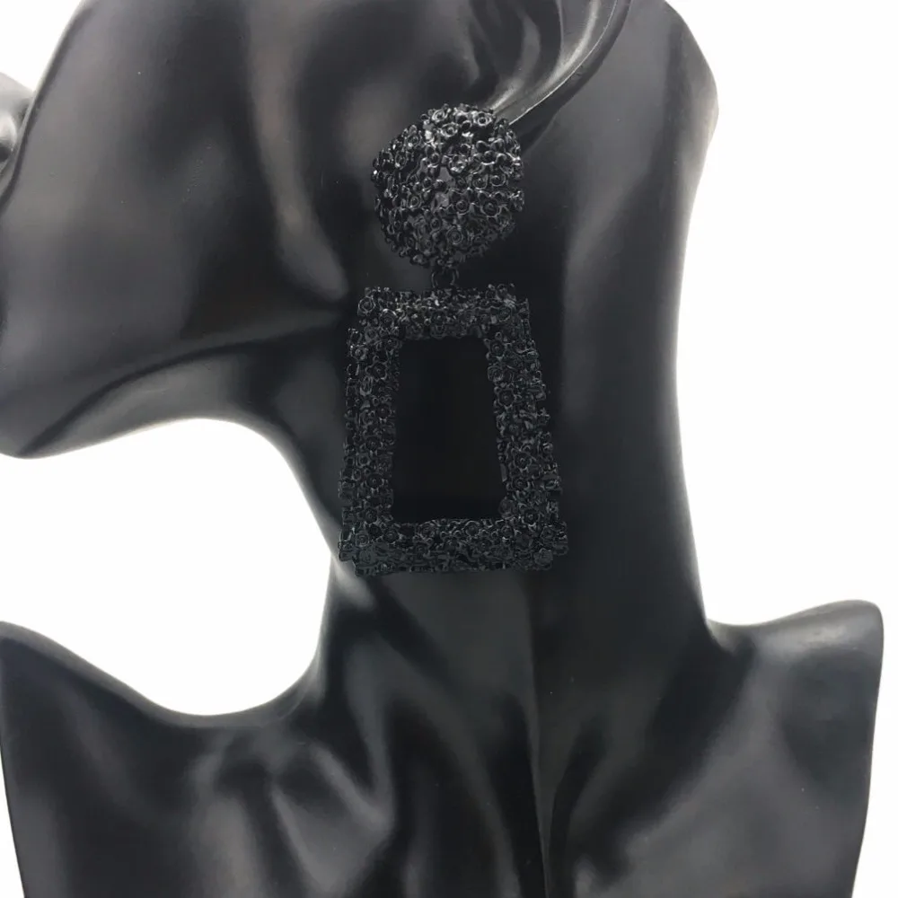 Black Earrings Винтажные геометрические серьги-гвоздики, модное ювелирное изделие, женские массивные серьги из грубого металла, большой сплав, Панк, вечерние аксессуары, UKMOC - Окраска металла: Black Earrings