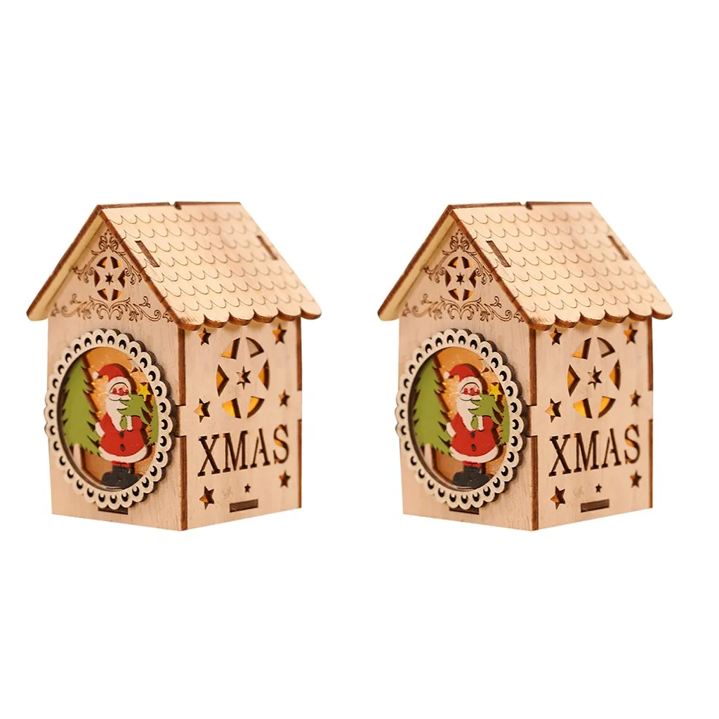 Светодиодный светильник деревянный дом милая Рождественская елка подвесные