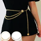 Женский винтажный пояс с цепочкой, широкий пояс с золотыми монетами и кисточками, 2021