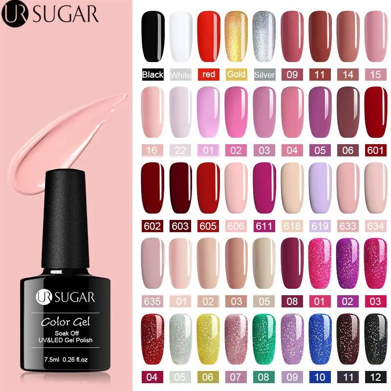 Ur Sugar Гель-лак UV Vernis Полупостоянный праймер верхнее покрытие 7,5 мл замачиваемый эмалированный Гель-лак УФ-гель для ногтей лак