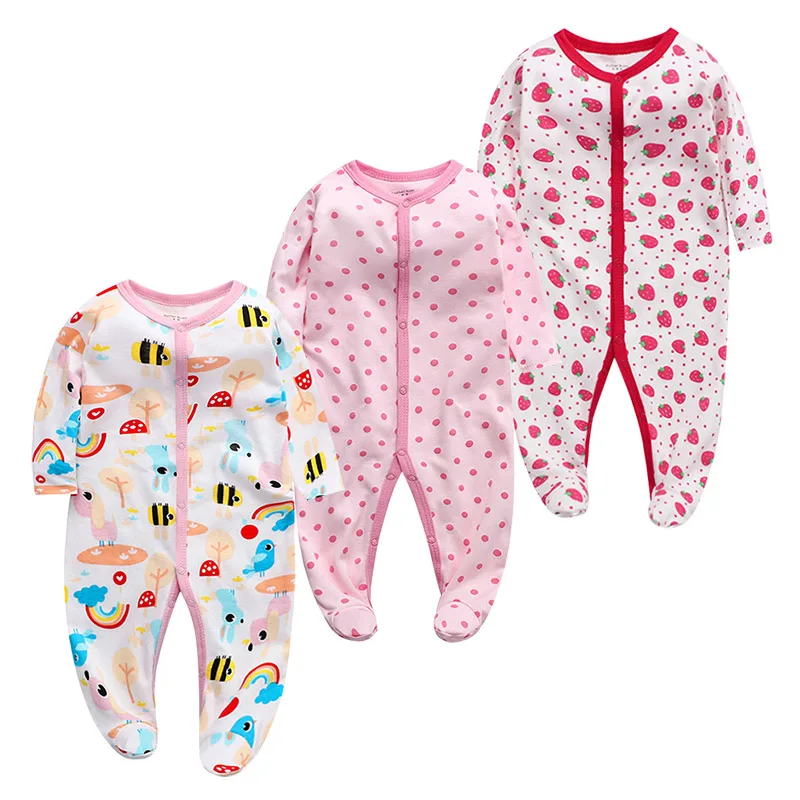 3 упаковки Одежда для новорожденных девочек и мальчиков детские комбинезоны с