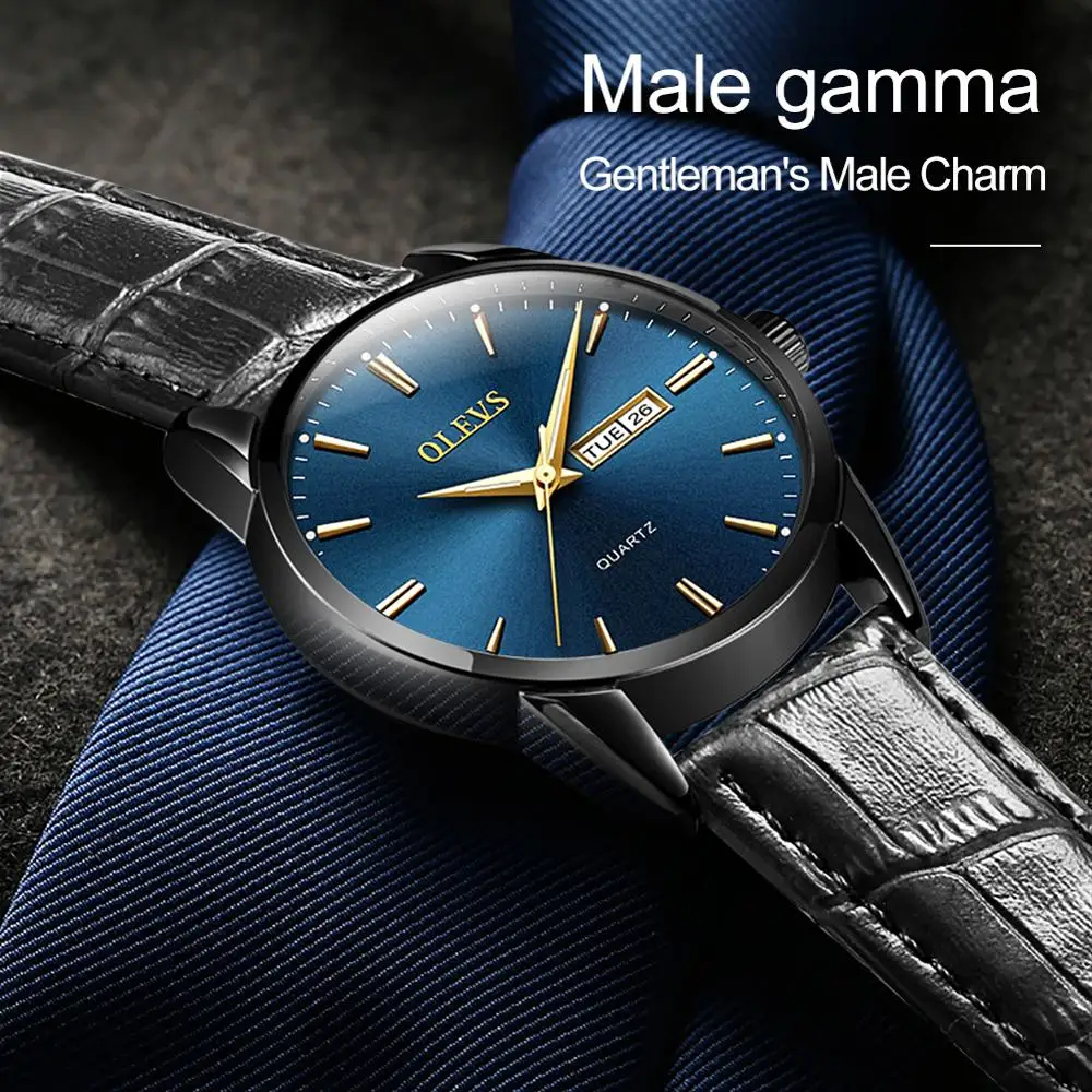 Мужские водонепроницаемые аналоговые кварцевые часы из натуральной