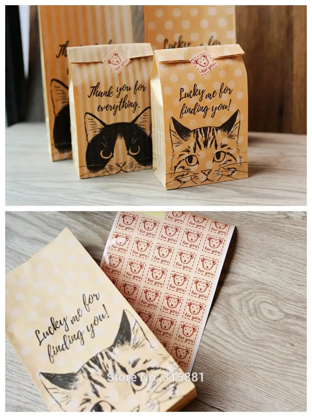 Пакет из крафт бумаги в форме кошки пакет для сладостей печенья хлеба орехов