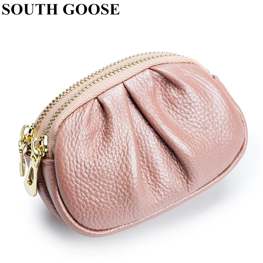 

Модные женские кошельки из натуральной кожи, элегантная плиссированная Женская двойная женская сумка для хранения, маленькая сумка для ден...