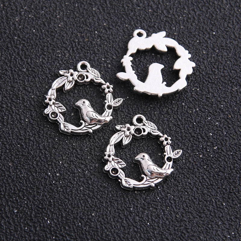 Подвески в виде птиц из античного бронзового металлического сплава 8 шт./лот 20*21