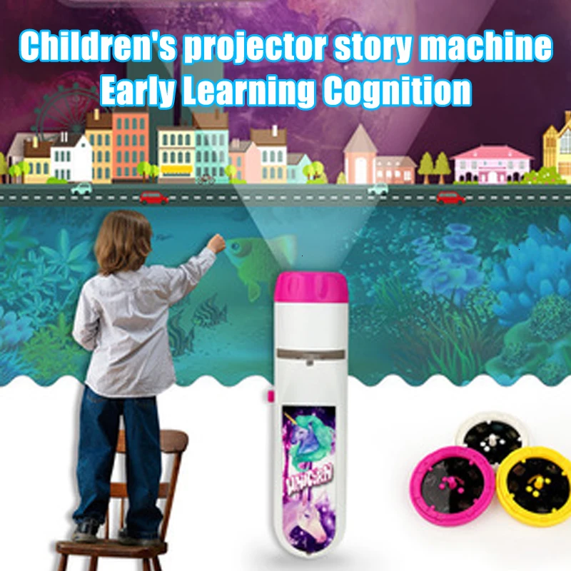 

Фонарик-проектор, детский проектор, милый мультяшный игрушечный ночник, фото, освещение для сна, обучающая забавная игрушка EIG88