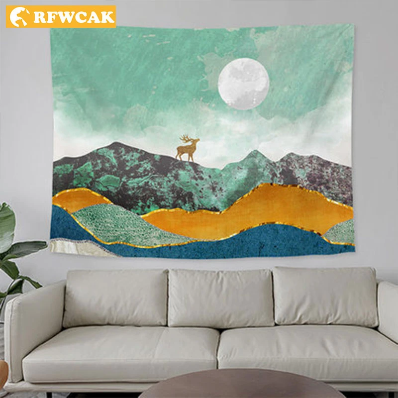 Богемный ins ретро Солнце Луна этнический пейзаж прикроватная настенная ткань для