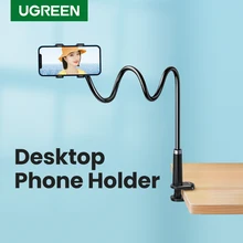Ugreen Phone Holder Arm Lazy Mobile Phone Goosneck Stand Holder for iPhone 13 12 Xiaomi Flexible Bed Desk Table Clip Bracket