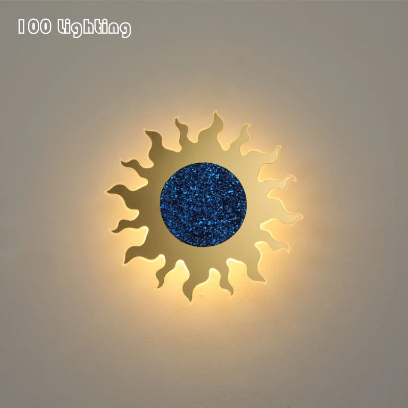 

Modern Sun shape LED Wall Light Home Decoration Lighting Fixtures Parlor Bedroom Wall Sconce Gold Blue Corridor Wall lamp